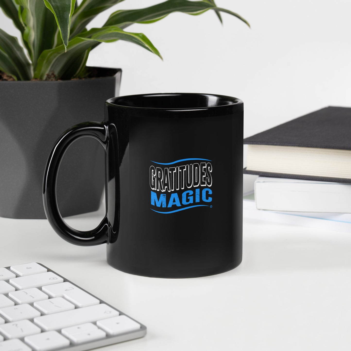 Gratitudes Magic Black Glossy Mugs