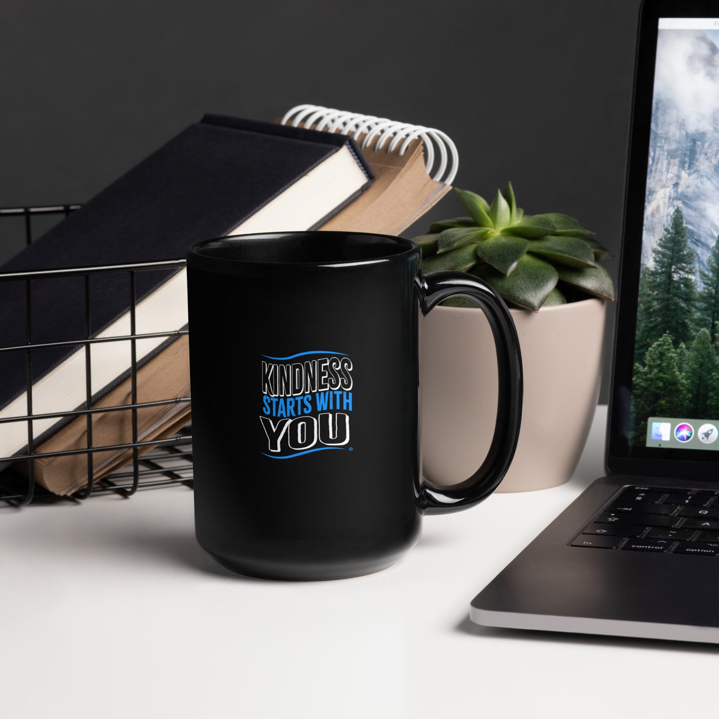 Kindness Starts with You Black Glossy Mugs