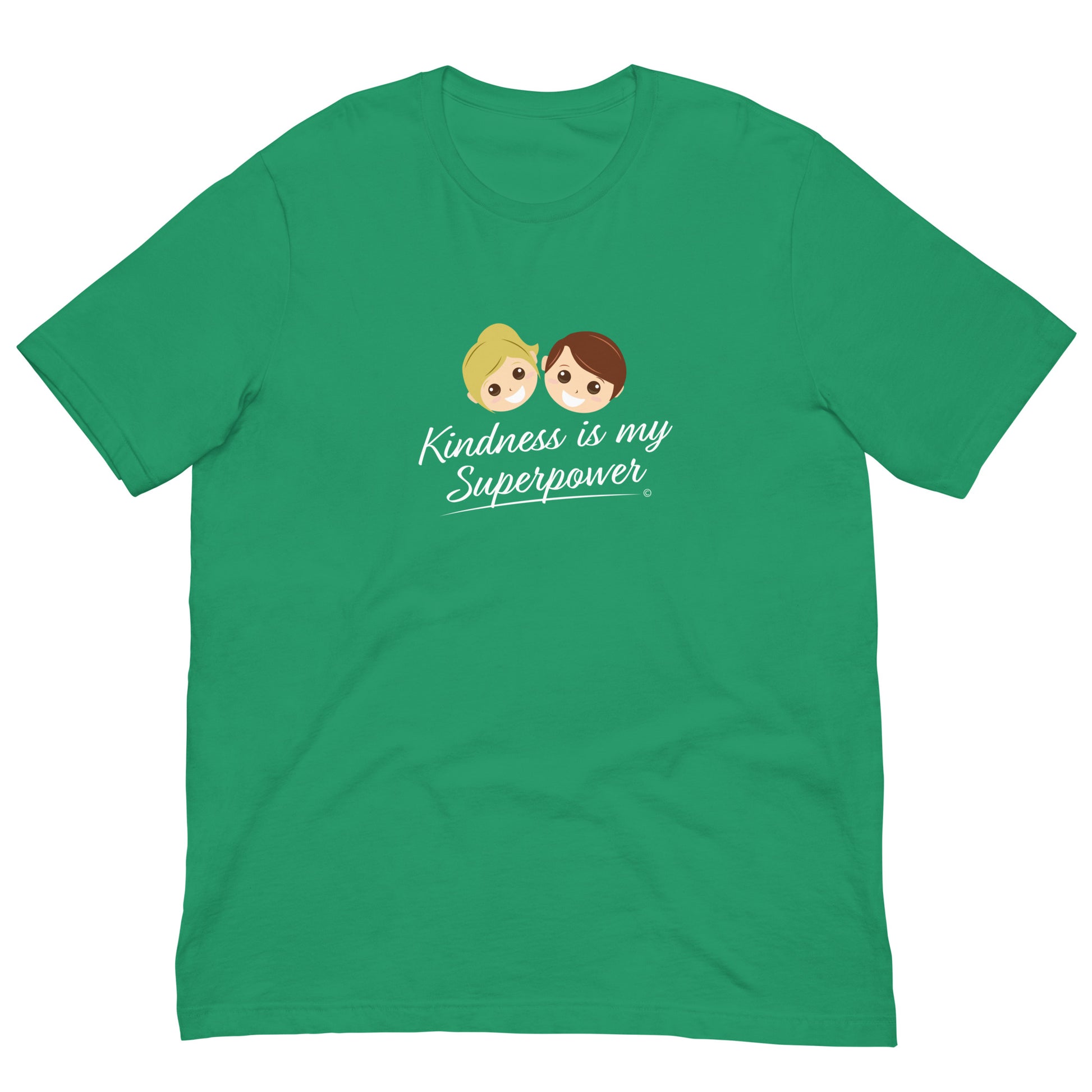 Kelly shirt featuring the empowering quote 'Kindness is my Superpower' in bold lettering.