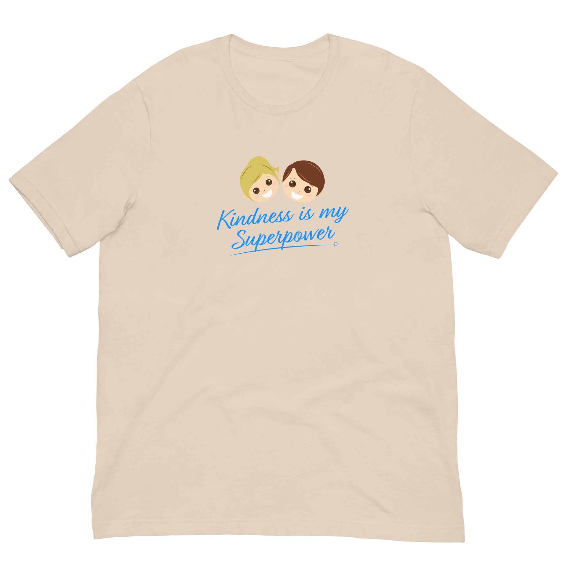 Soft cream shirt featuring the empowering quote 'Kindness is my Superpower' in bold lettering.