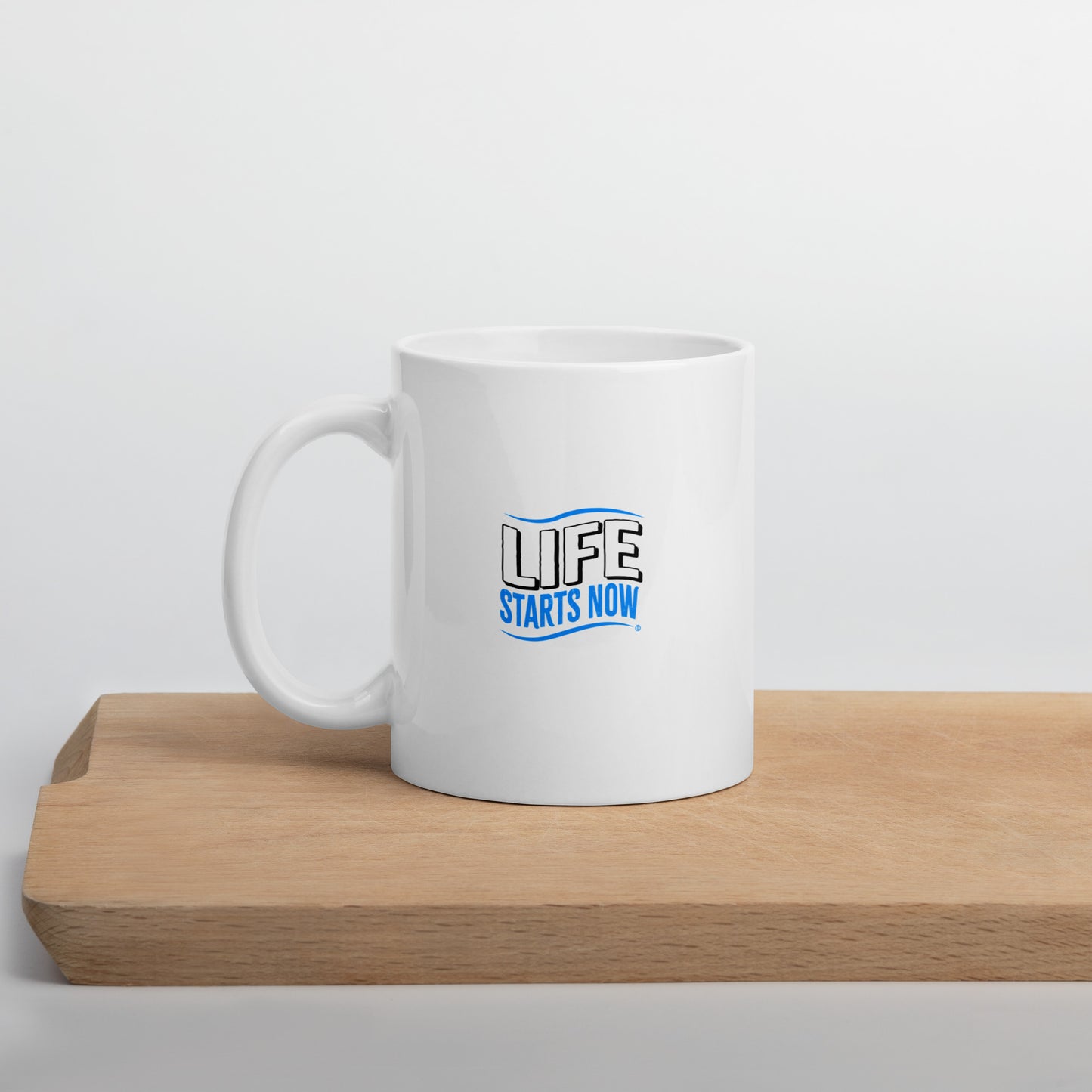 Life Starts Now White Glossy Mugs