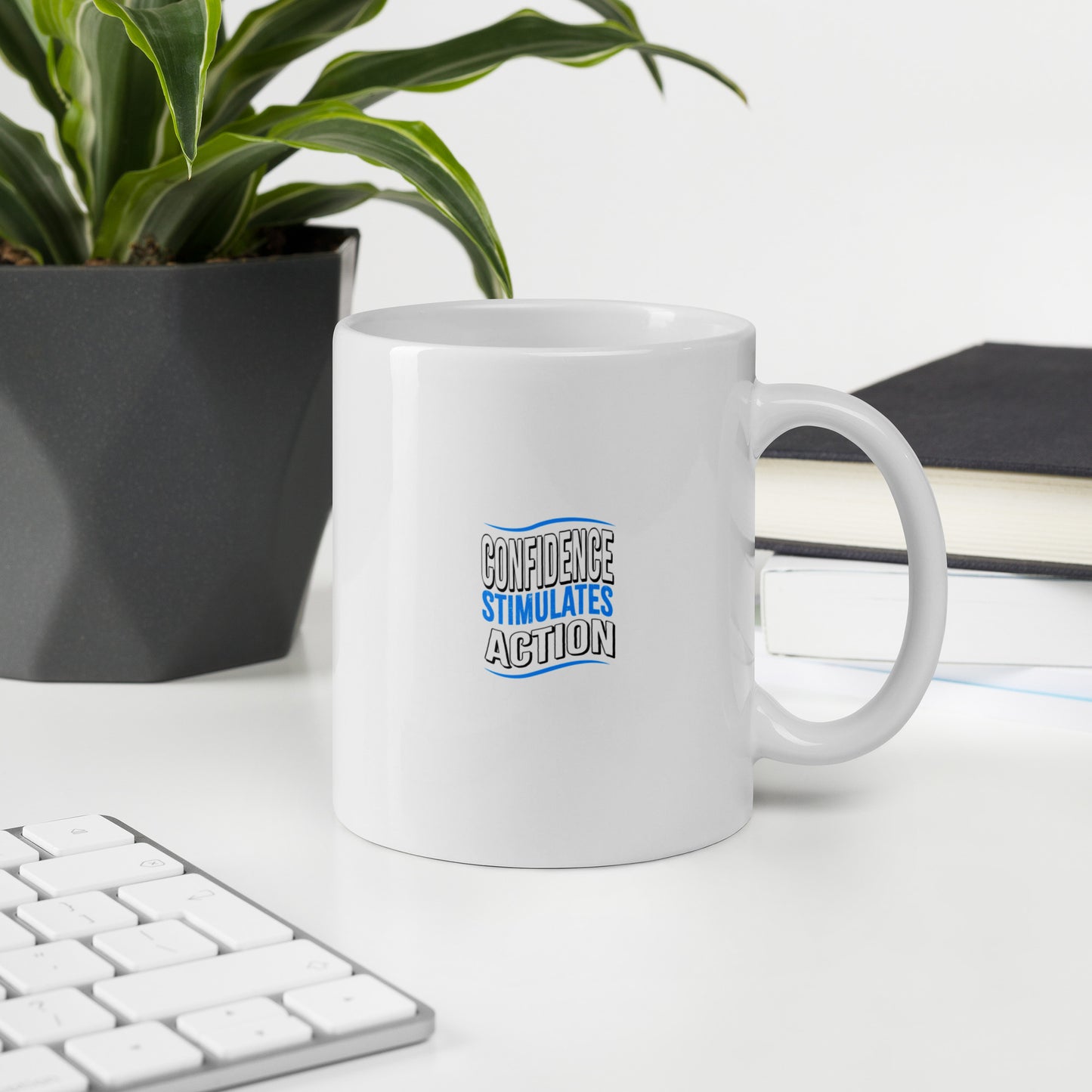 Confidence Stimulates Action White Glossy Mugs