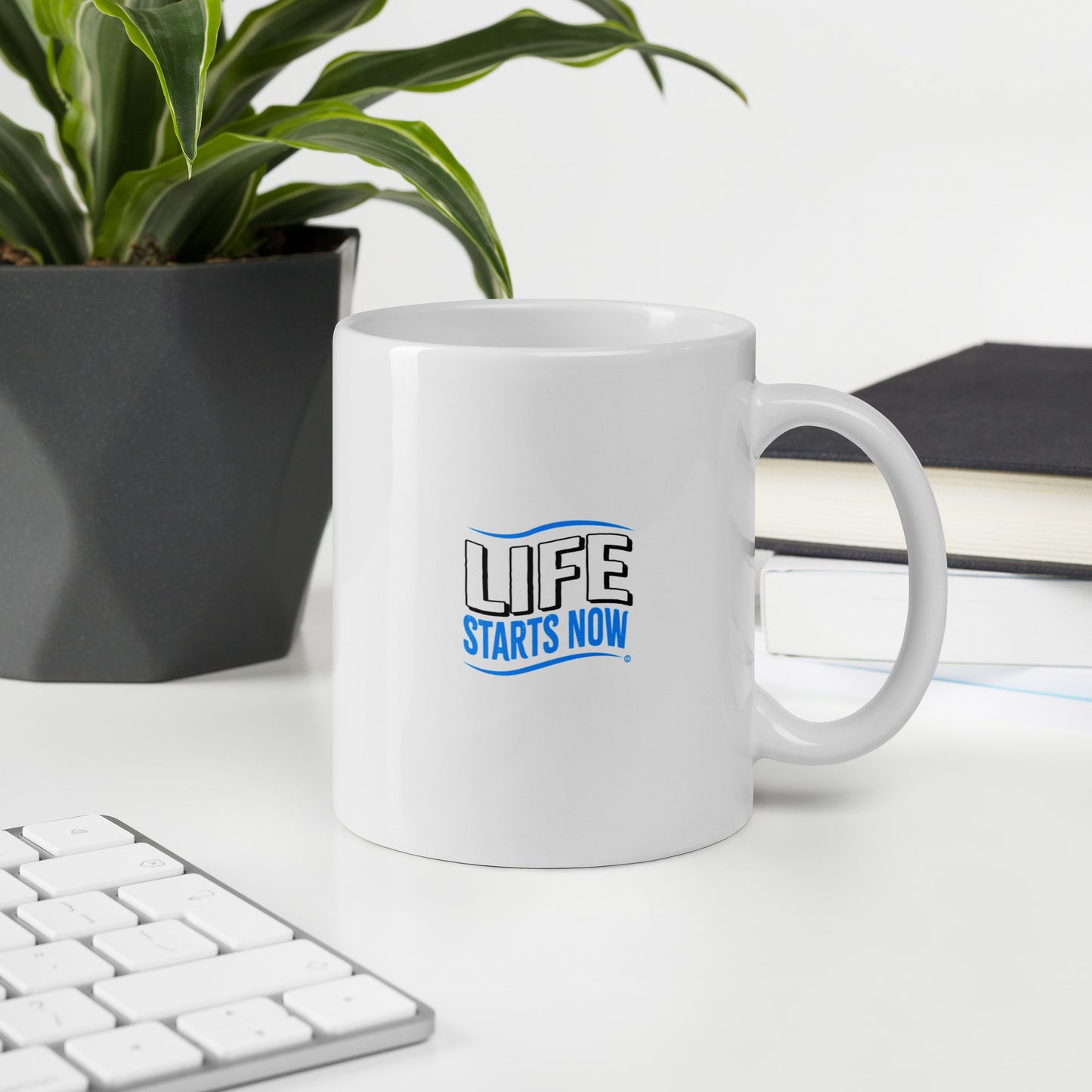 Life Starts Now White Glossy Mugs