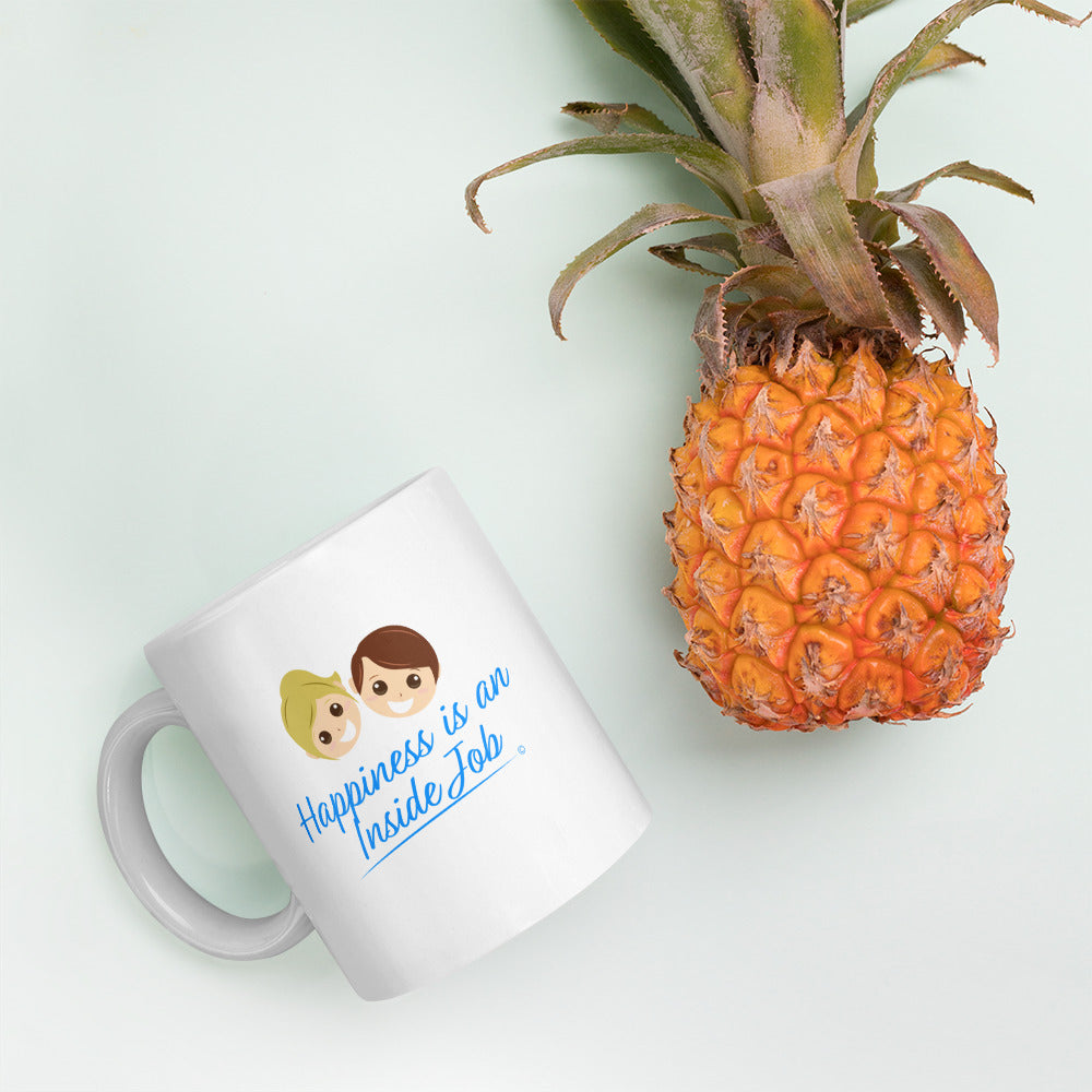Printed glossy mugs for all occasion with pineapple in the background