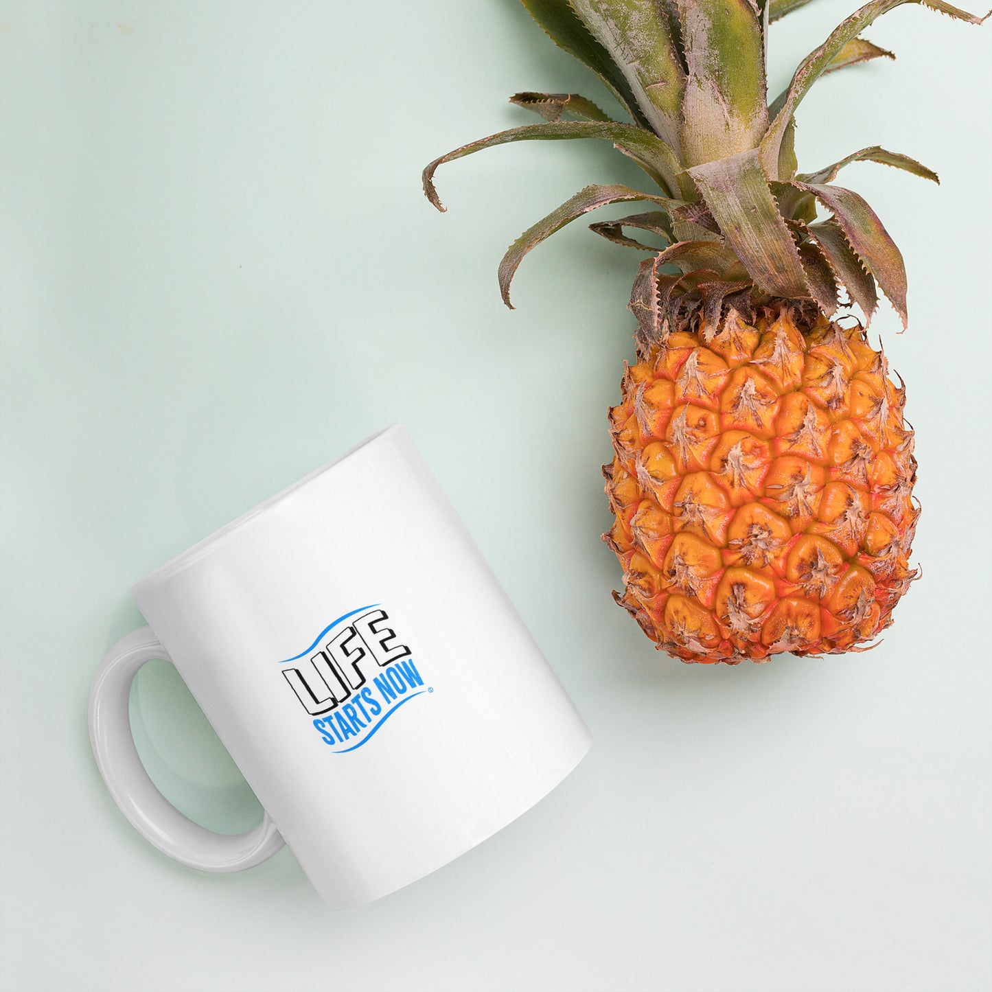 Life Starts Now White Glossy Mugs