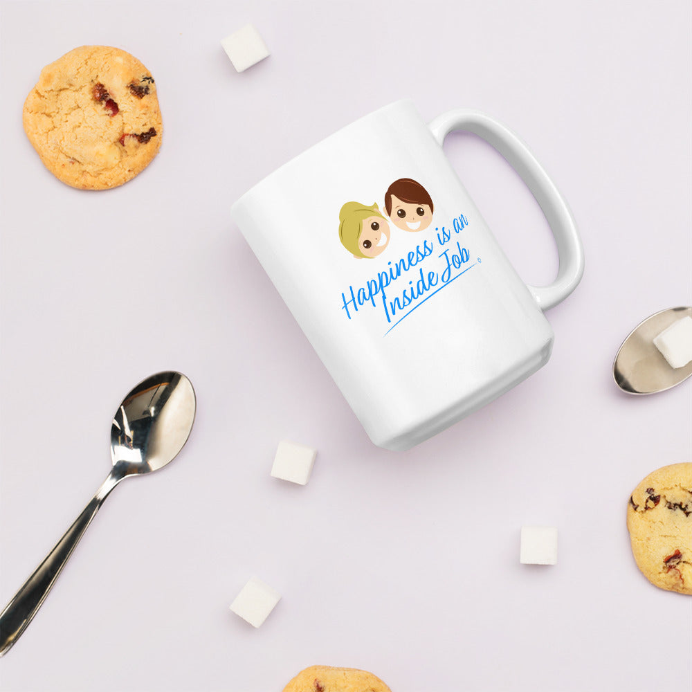 Printed glossy mugs for all occasion with cookies and spoon in the background