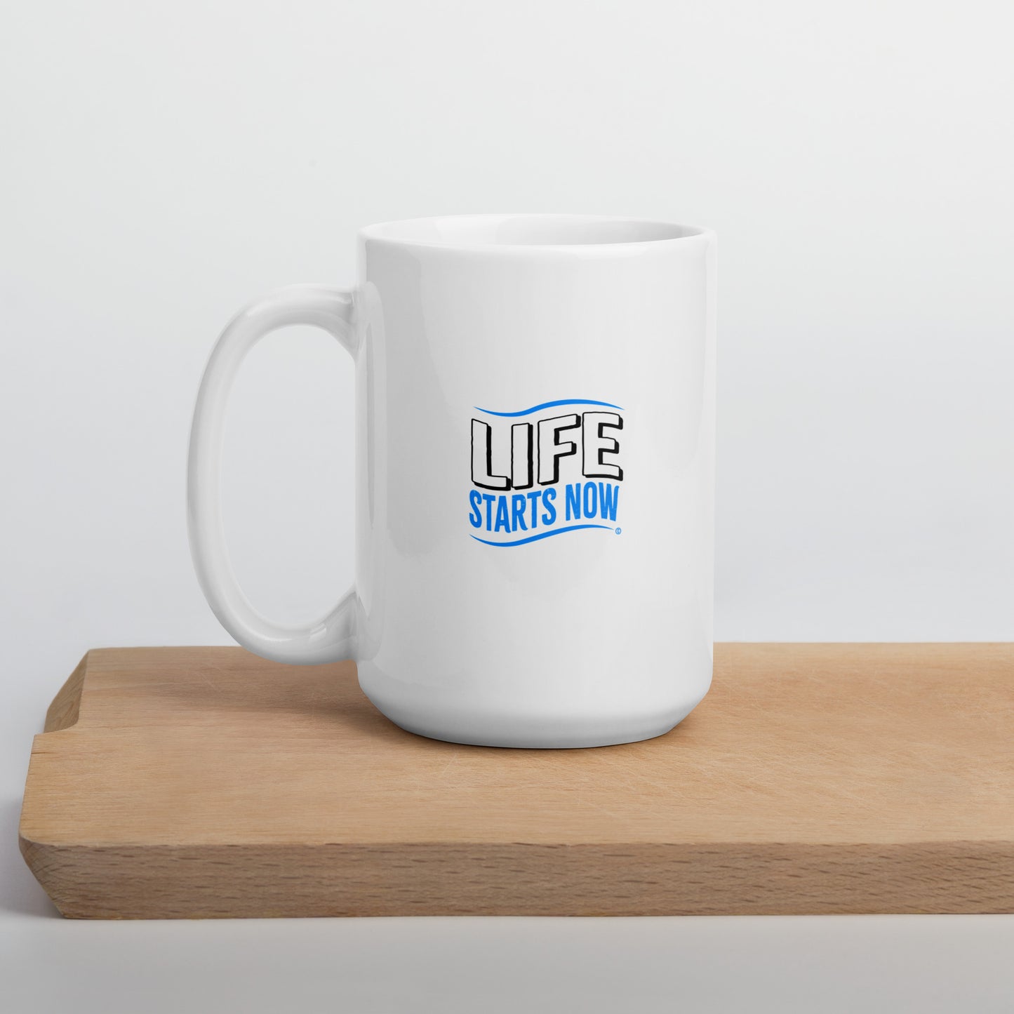 Life Starts Now White Glossy Mugs