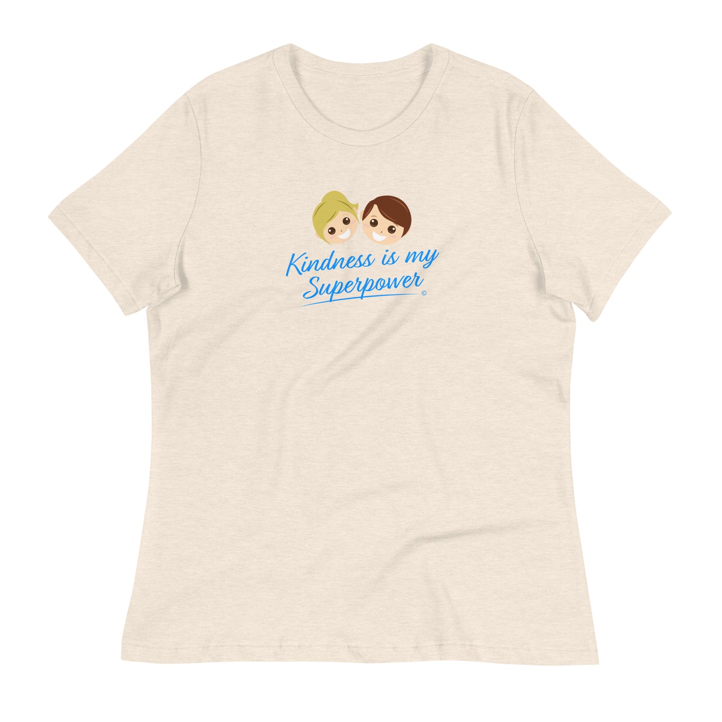 Heather prism natural shirt featuring the empowering quote 'Kindness is my Superpower' in bold lettering.