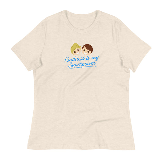 Heather prism natural shirt featuring the empowering quote 'Kindness is my Superpower' in bold lettering.