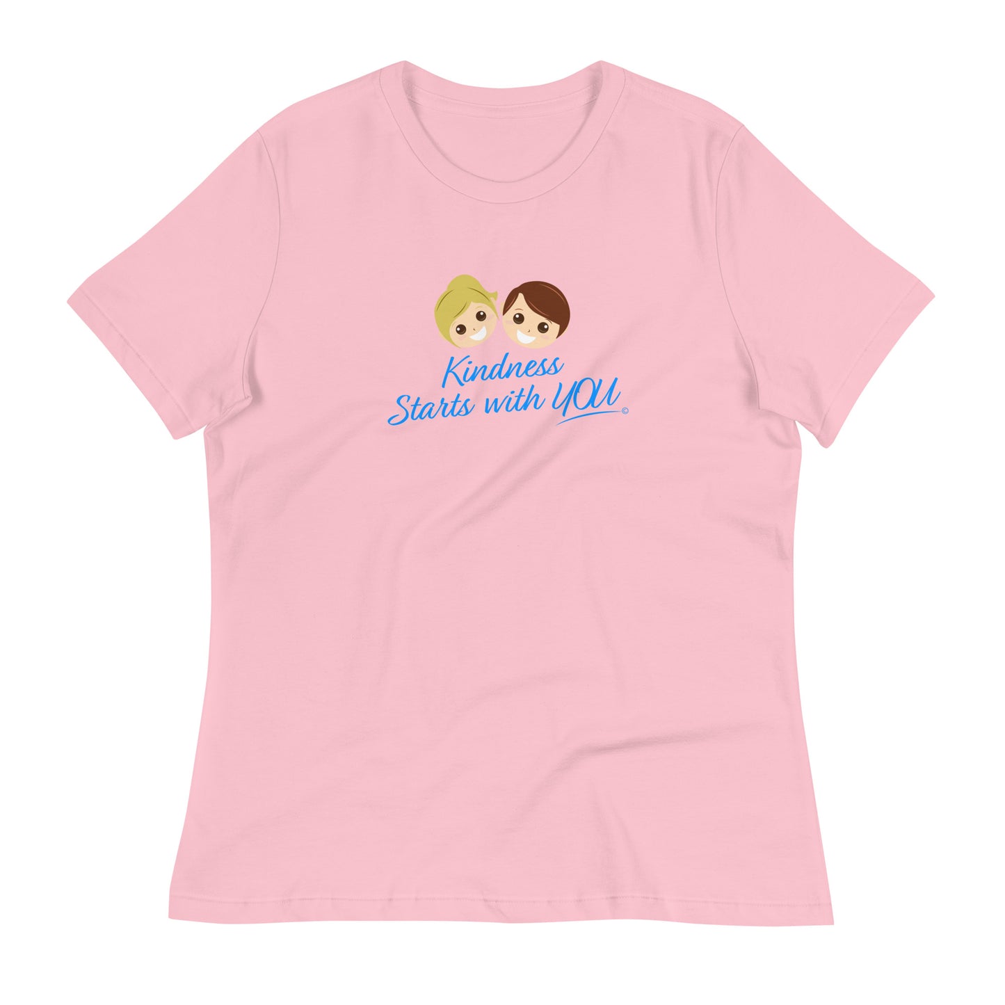 A stylish women's shirt in pink, featuring the empowering quote 'Kindness Starts with You' in bold lettering.